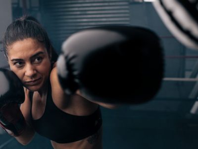 Close-up of Boxer Delivering a Jab in Training